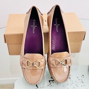 NIB cole Haan patent shoes slip on tan gold 6.5